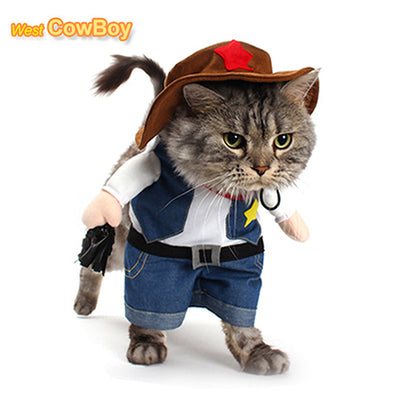 Funny Pet Costume Cowboy Cosplay Suit Halloween Christmas Costume Puppy Suit Dressing Up Party Clothes For Dog Costume for a cat