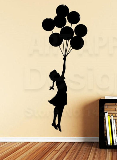 Girl And Balloons Vinyl Wall Art