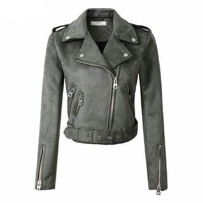 Women's Suede Faux Leather Solid Matte Jacket