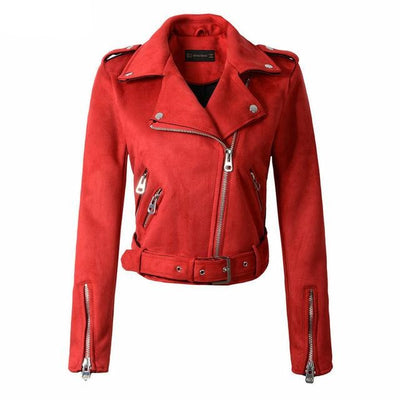Women's Suede Faux Leather Solid Matte Jacket