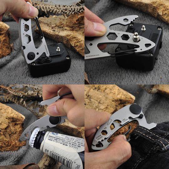 Outdoor Stainless Steel Multi-Tool Pocket Carabiner Keychain