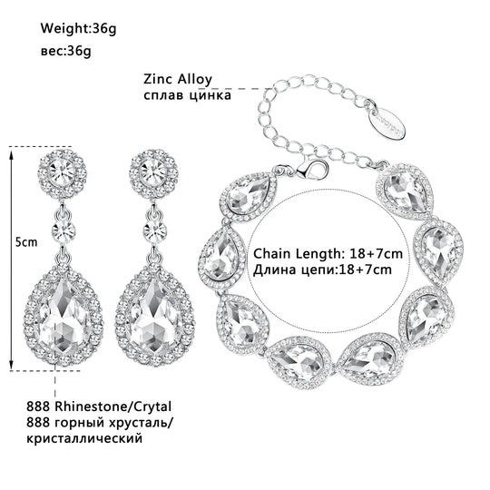 Minmin Silver Color Bridal Jewelry Sets Long Earrings with Bracelet for Women Wedding Accessories African Beads EH070+SL051