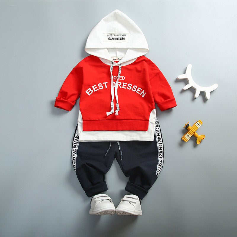Baby Boy Girl Clothing Set High Qulity Cotton Kids Toddler Clothes Letter Hooded Suit For Boy Infant Long Sleeve 1-4Years Spring
