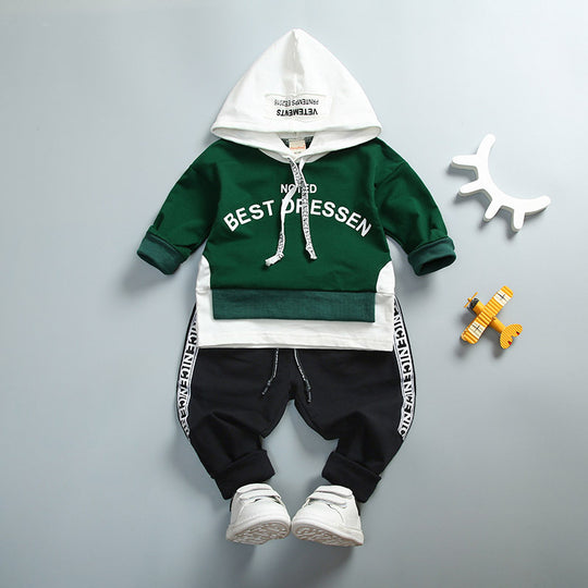 Baby Boy Girl Clothing Set High Qulity Cotton Kids Toddler Clothes Letter Hooded Suit For Boy Infant Long Sleeve 1-4Years Spring