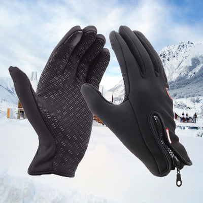 Unisex Fleece Lined Windproof Winter Touchscreen Zipper Gloves