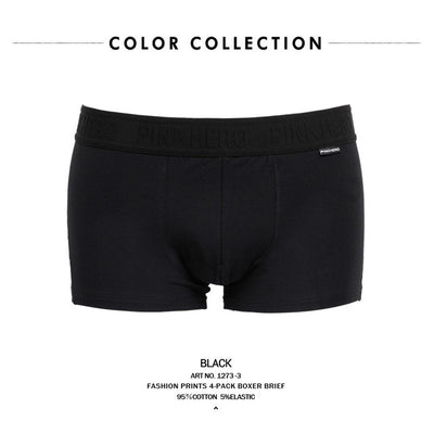 PINK HEROES Original Brand Male Pure Cotton Black And White Ash Series Man Straight Angle Underpants mens underwear boxers