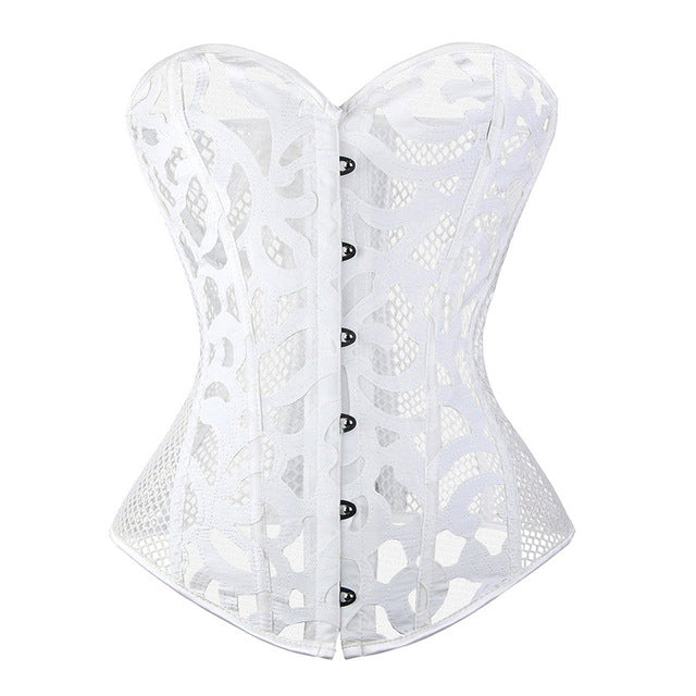 Lace Corset   Bustier Mesh Corselet Summer Underwear Clothing Black White Lingerie G-string Slimming Party Outfits S-2XL