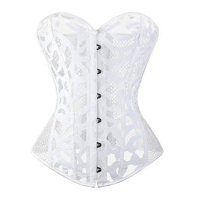 Lace Corset   Bustier Mesh Corselet Summer Underwear Clothing Black White Lingerie G-string Slimming Party Outfits S-2XL