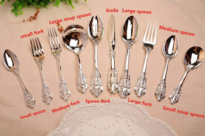 Luxury Western Silver Dinnerware Set Silverware Cutlery Dinnerspoon Steak Knife Fork Coffeespoon Kitchen Tableware Tools