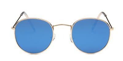 Women's Retro Round Designer Alloy Mirrored Lens Sunglasses