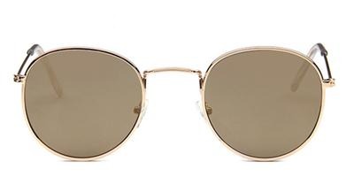 Women's Retro Round Designer Alloy Mirrored Lens Sunglasses