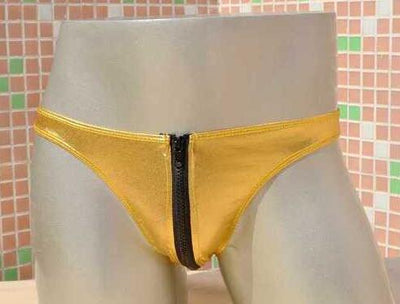 Men Faux Leather Colorful Zipper Open Crotch G-string   Lingerie Low Rise Waist Thong Brief