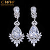 CWWZircons Elegent Evening Dinner Part Wedding Jewelry Luxury Long CZ Crystal Big Drop Dangle Earrings For Brides CZ055