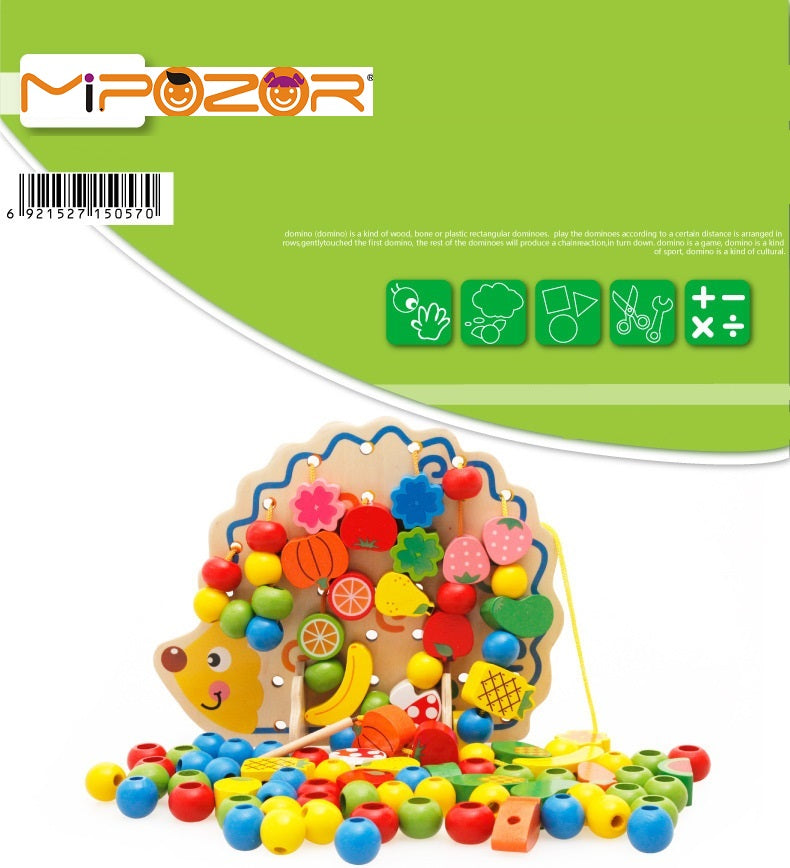 MIPOZOR Learning Education Wooden Puzzle Toys 82 Pcs Hedgehog Fruit Beads Montessori Oyuncak Educational Toy For Children