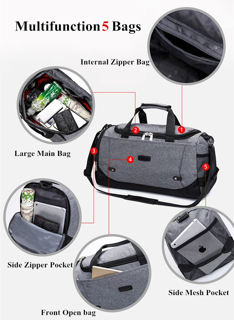 Scione Nylon Travel Bag Large Capacity Men Hand Luggage Travel Duffle Bags Nylon Weekend Bags Women Multifunctional Travel Bags