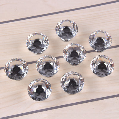10 Pack: Diamond-Shape Crystal Glass Knob Cupboard Handle - 30mm