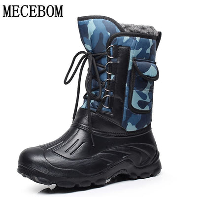 Men's rainboots shoes waterproof ankle boots lace-up mens rubber shoes cotton inside warm men boots big size 41-46 e-1