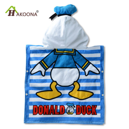 HAKOONA Baby Children Hooded Towel Cotton Fabric Absorbent Soft Bathrobe  Beach Pool Swimming Poncho Cartoon Printed  Wearable