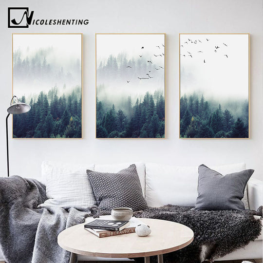 Nordic Forest Landscape Wall Decoration Art Canvas Print