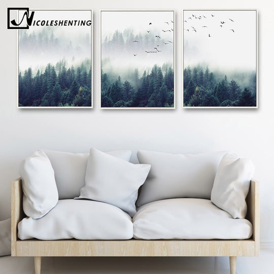 Nordic Forest Landscape Wall Decoration Art Canvas Print