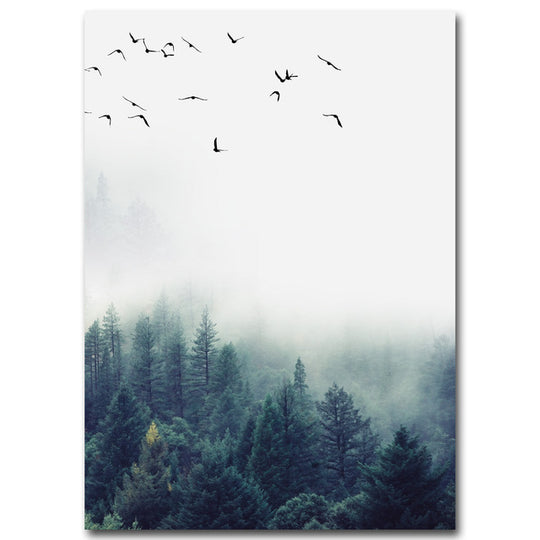 Nordic Forest Landscape Wall Decoration Art Canvas Print