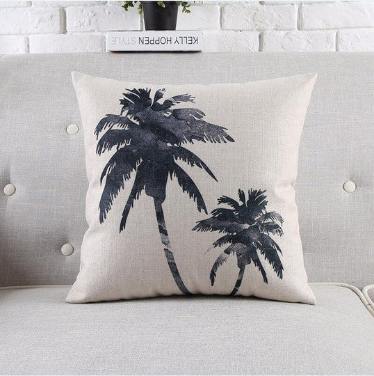 Tropical Style Black And White Geometric Printed Cushion Cover Decorative Sofa Throw Pillow Car Chair Home Decor Pillow Case