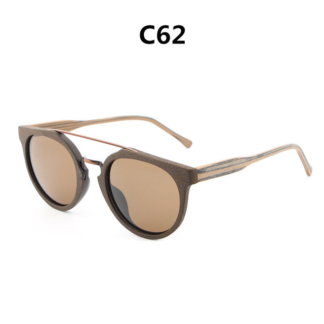 HDCRAFTER Round Vintage Wood Sunglasses Polarized Mens Brand Designer Sun Glasses Wooden Sunglass Women oculos de sol masculino