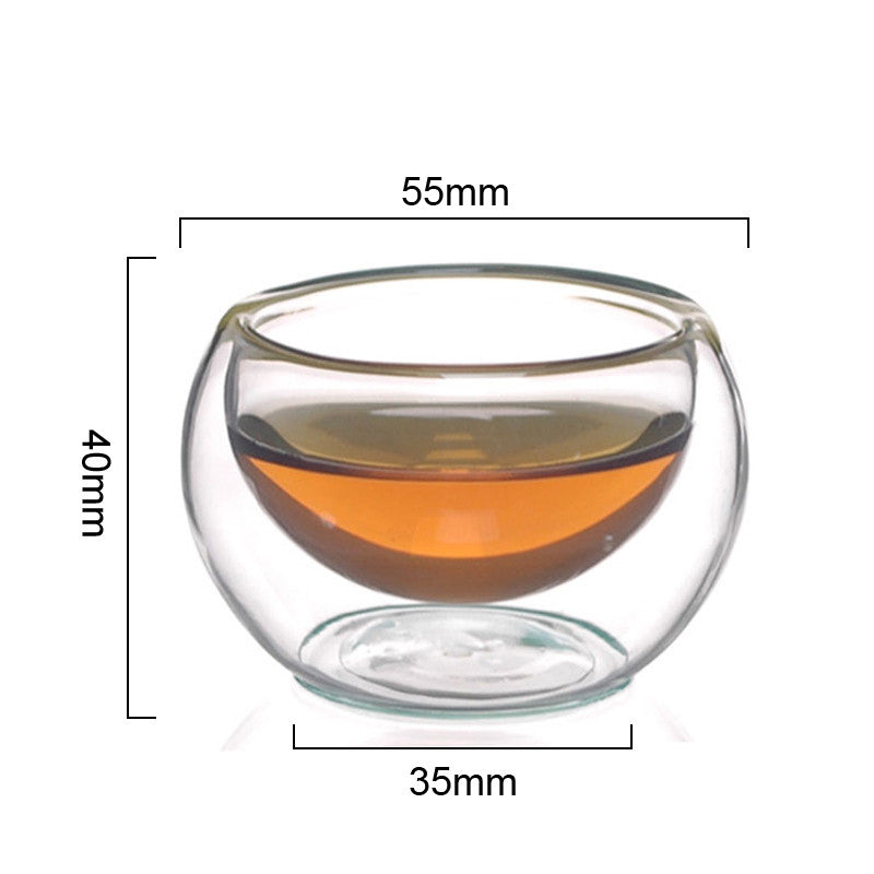 Arshen Durable 50ml Heat Resistant Double Wall Layer Tea Cup Healthy Elegant Clear Water Drinking Cup Flower Tea Cups Glassware