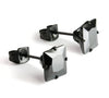 Unisex 8mm,9mm,10mm Black Crystal Square Cubic Zirconia Earrings Stainless Steel Stud Earrings