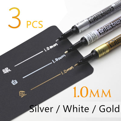 3 Piece: Permanent Metallic Marker Set - Gold, Silver, White