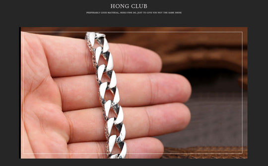 Bracelet 100% Real 925 Sterling Silver Friendship Men Jewelry 10mm Wide Vintage Bangle Bracelet Women Gift Fine Jewelry B18