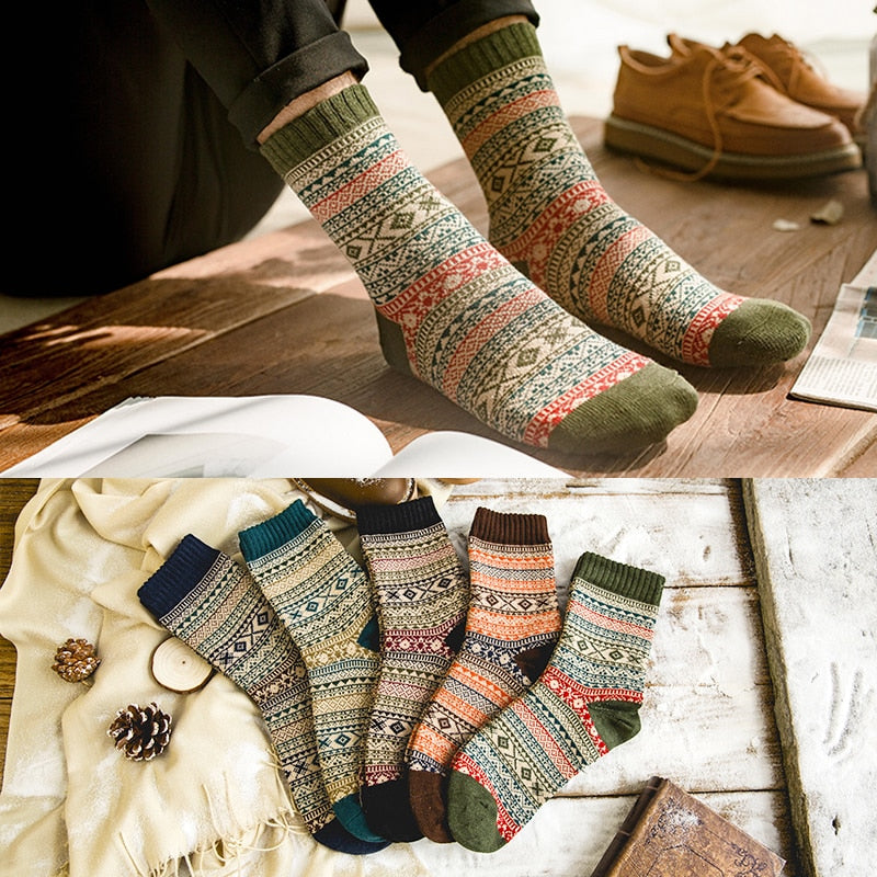 Men's Winter Thick Warm Stripe Wool Socks