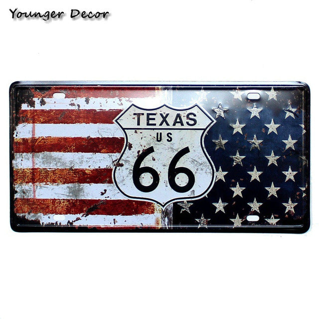 Route US 66 Motel Vintage Tin Signs Shell Gasoline Wall Art Metal Poster YA002