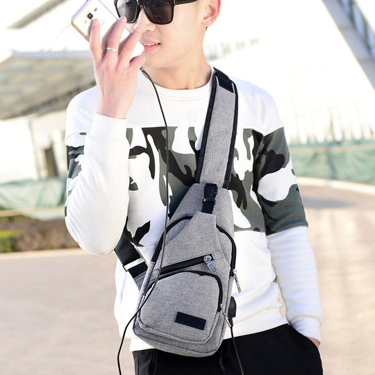 Anti-Theft USB Rechargeable Canvas Shoulder Backpack