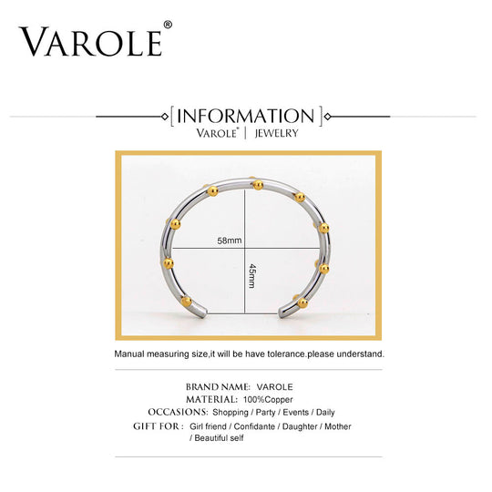 VAROLE Noeud Armband Gold Color Bracelet Manchette Bangles Metal Beads Cuff Bracelets & Bangle For Women Jewelry Pulseiras
