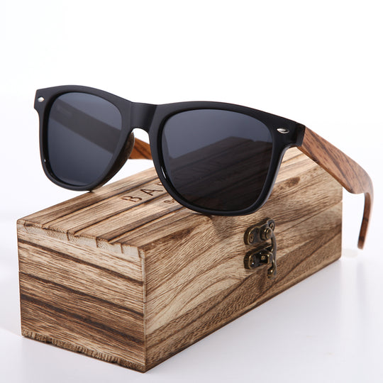 Sunglasses Polarized Zebra Wood Glasses Hand Made Vintage Wooden Frame Male Driving Sun Glasses Shades Gafas With Box
