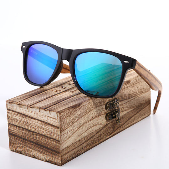 Sunglasses Polarized Zebra Wood Glasses Hand Made Vintage Wooden Frame Male Driving Sun Glasses Shades Gafas With Box