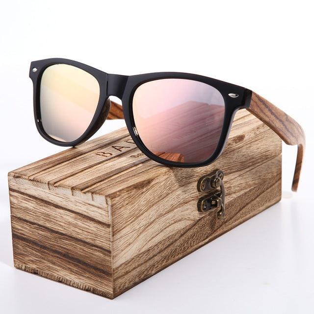 Sunglasses Polarized Zebra Wood Glasses Hand Made Vintage Wooden Frame Male Driving Sun Glasses Shades Gafas With Box