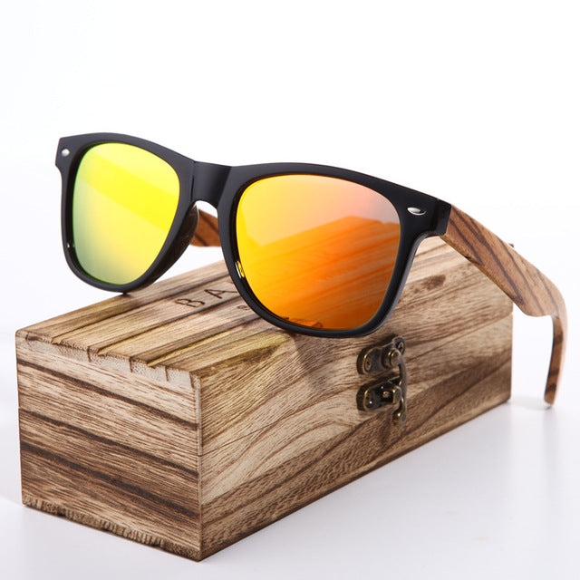 Sunglasses Polarized Zebra Wood Glasses Hand Made Vintage Wooden Frame Male Driving Sun Glasses Shades Gafas With Box