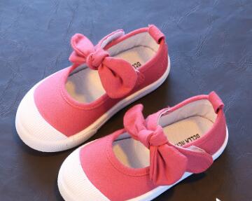Bekamille Spring Children Canvas Casual Shoes Kids Lovely Bow Flat Heels Shoes Girls Princess Solid Color Sneakers