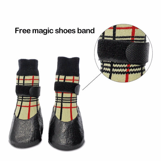 Autumn Winter Outdoor Waterproof Dog Socks Anti Skid Small and Large 4pcs Set Pet Shoes Dog Cotton Shoes