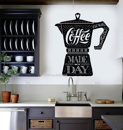 Coffee Maker Quote Vinyl Wall Sticker Cafe Shop Kitchen Stickers Wall Decal Fashion Quality Mural Modern Home Decor Design LA517