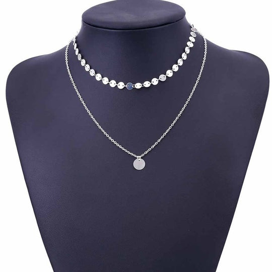 KISS WIFE New Fashion Gold Coin Layered Necklace Set For Women Charm Choker Necklace