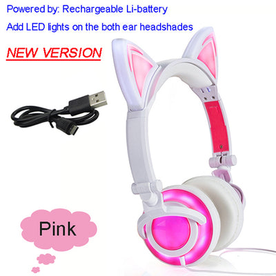 Cat Ear headphones LED Ear headphone cat earphone Flashing Glowing Headset Gaming Earphones for Adult and Children