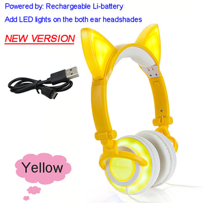 Cat Ear headphones LED Ear headphone cat earphone Flashing Glowing Headset Gaming Earphones for Adult and Children