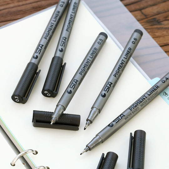 6 pcs/Lot Pigment liner sketch pen