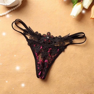 Embroidery Flower   Panties Women's   Thongs Briefs Low Waist Transparent Panties T-back Underwear Female G-Strings