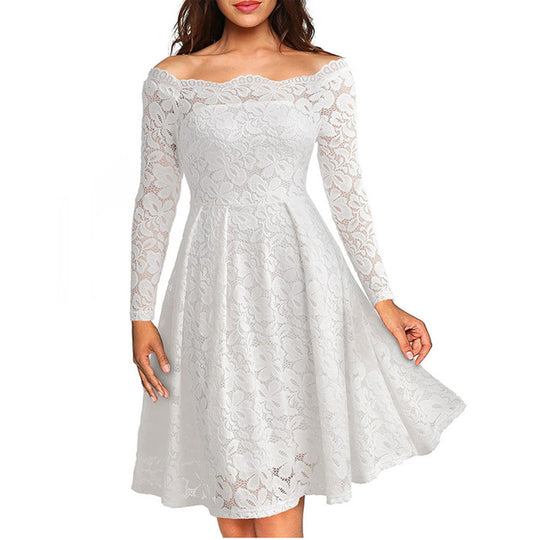 Women's Long Sleeve Lace Trim Dress