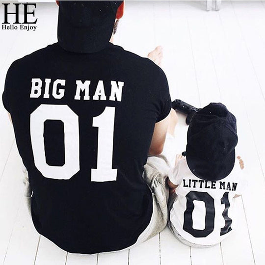 HE Hello Enjoy family matching outfits father and son baby summer family outfits clothing T-shirt for dad and son clothes