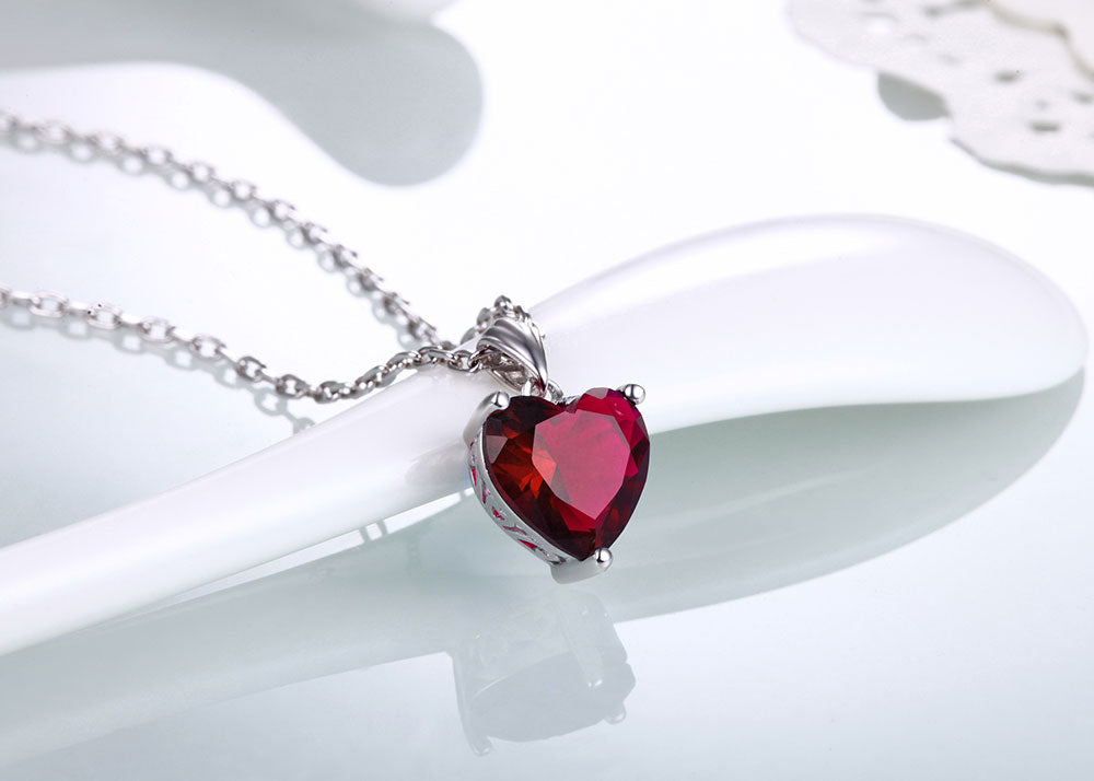 DOUBLE-R 925 Sterling Silver Emerald Necklace Sapphire Pendant Ruby jewelry heart Necklaces & Pendants for women silver 925